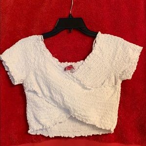 White ruffled crop top